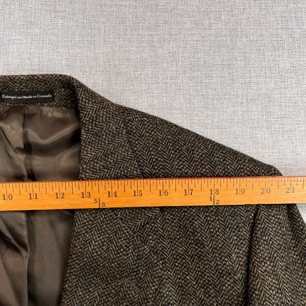 Vintage 90s Cricketeer Wool Tweed Sport Coat Blazer Men 48R Brown Academia Prep - Picture 11 of 16